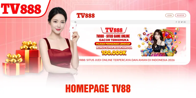 Tampilan homepage TV888 yang menarik dan modern